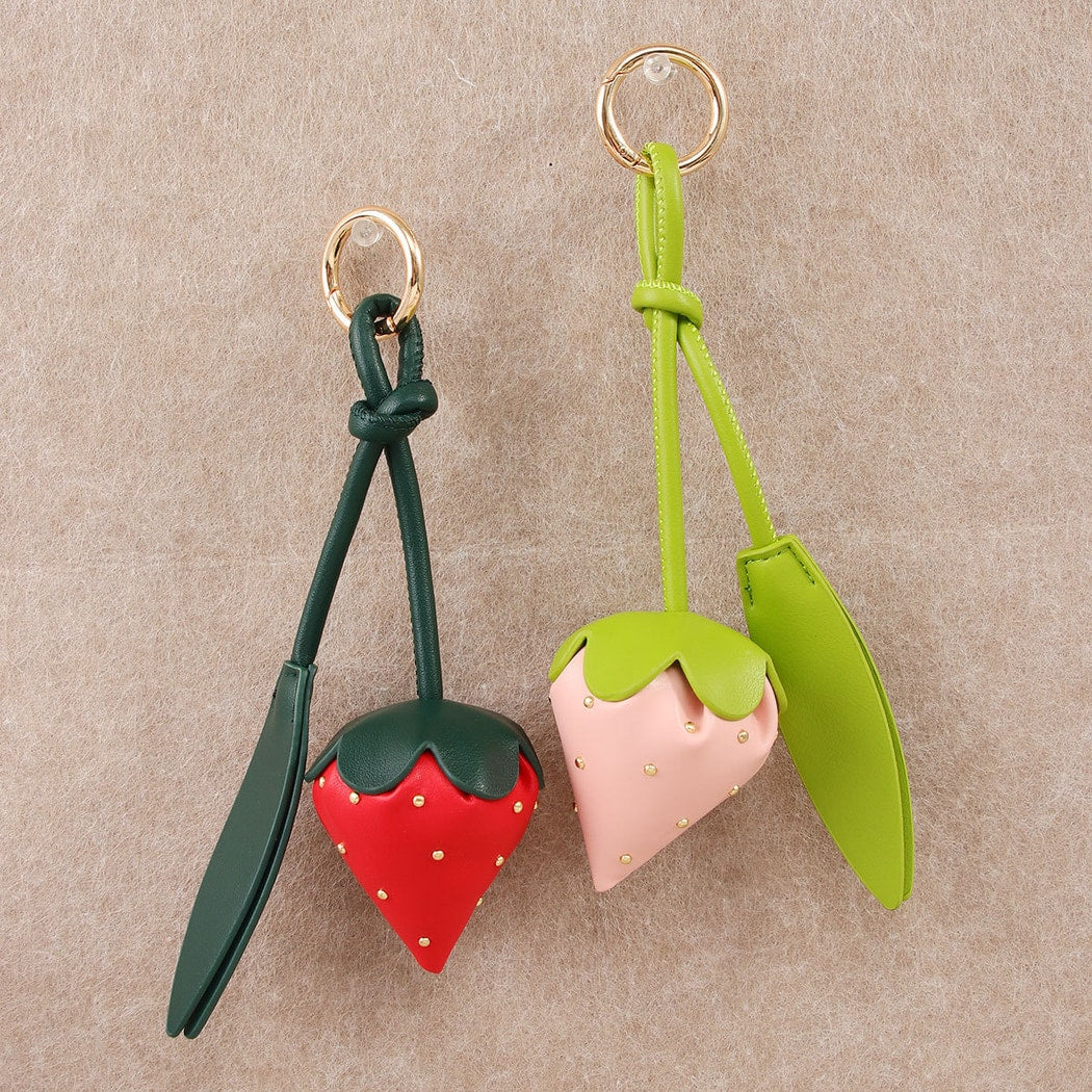 Keypus - Strawberry Artificial Leather Alloy Keychain