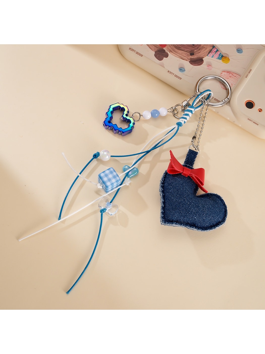 Keypus - Faux Leather Heart Bow Purse Charm Keychain