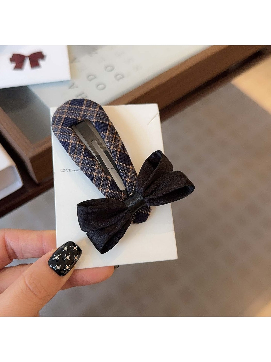 Beau - Polyester Alloy Bow Snap Hair Clip