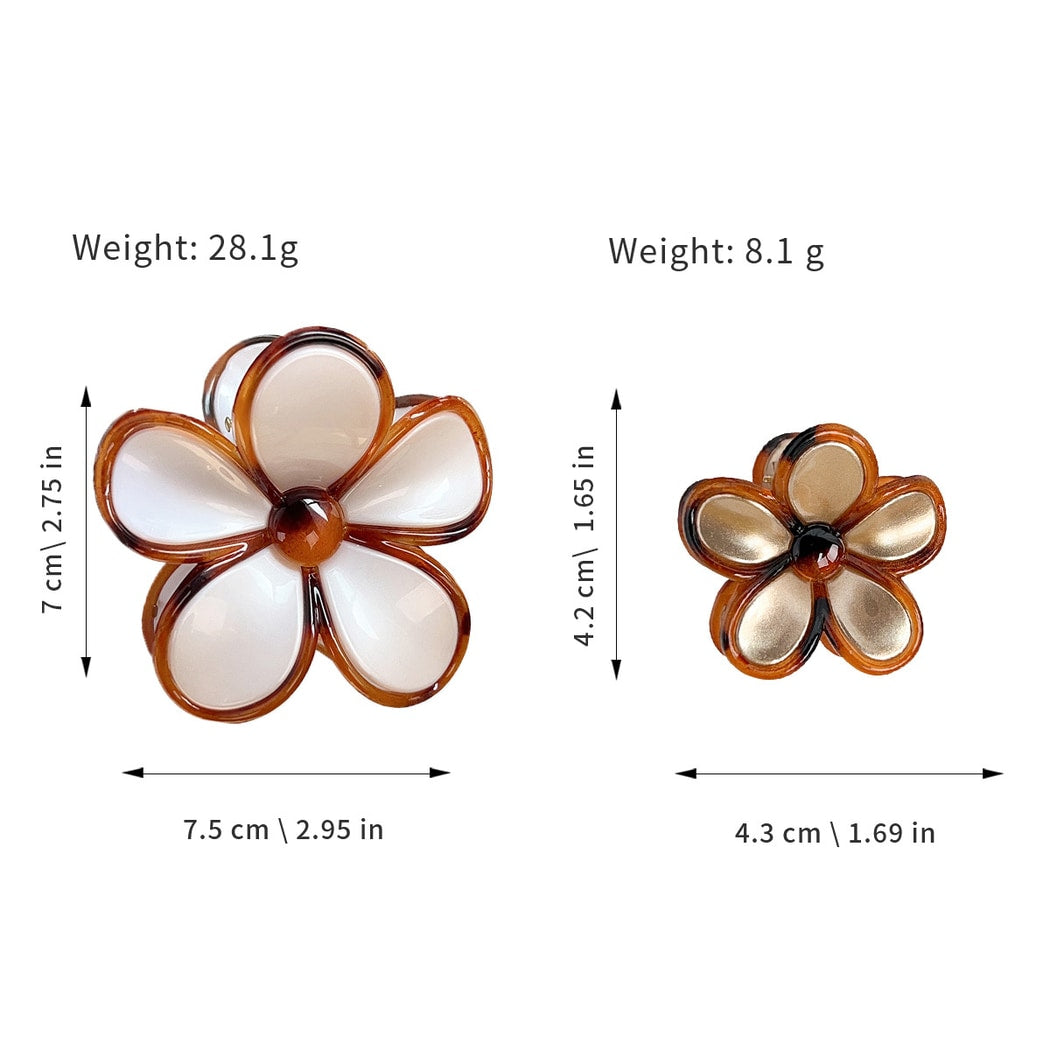 Beau - Glossy Five Petal Floral ABS Claw Clip