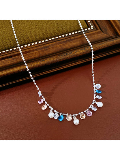 Nozari - Round Bead Synthetic Zirconia Accent Alloy Necklace