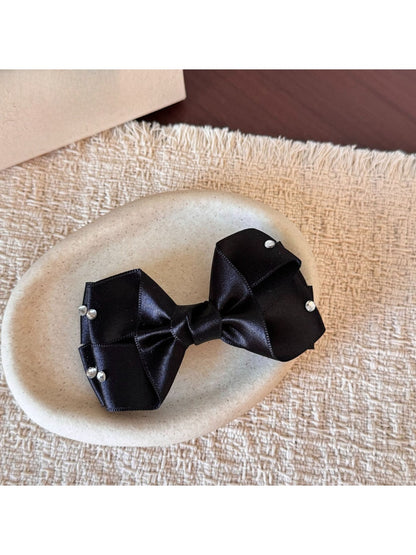 Beau - Layered Satin Look Sparkle Bow Hair Clip