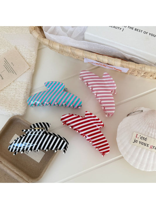 Beau - Striped Acrylic Glossy Finish Claw Clip