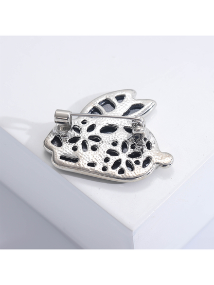 Brovia - Rhinestone Rabbit Animal Alloy Brooch Pin