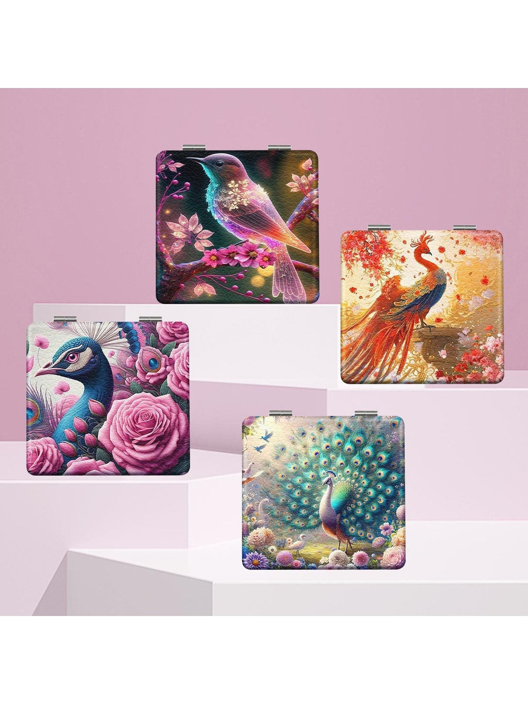 Mirroray - Portable PU Leather Folding Makeup Mirror