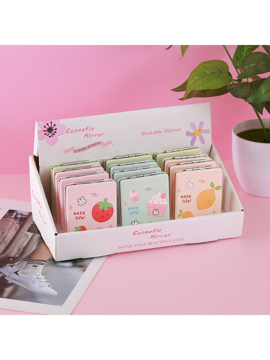 Mirroray - Fruit Pattern Rectangular Folding Mirror Portable