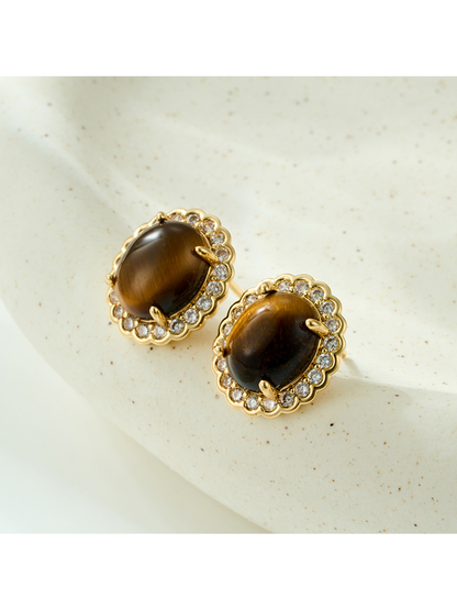 Earedge - Vintage Oval Geometric Alloy Stud Earrings
