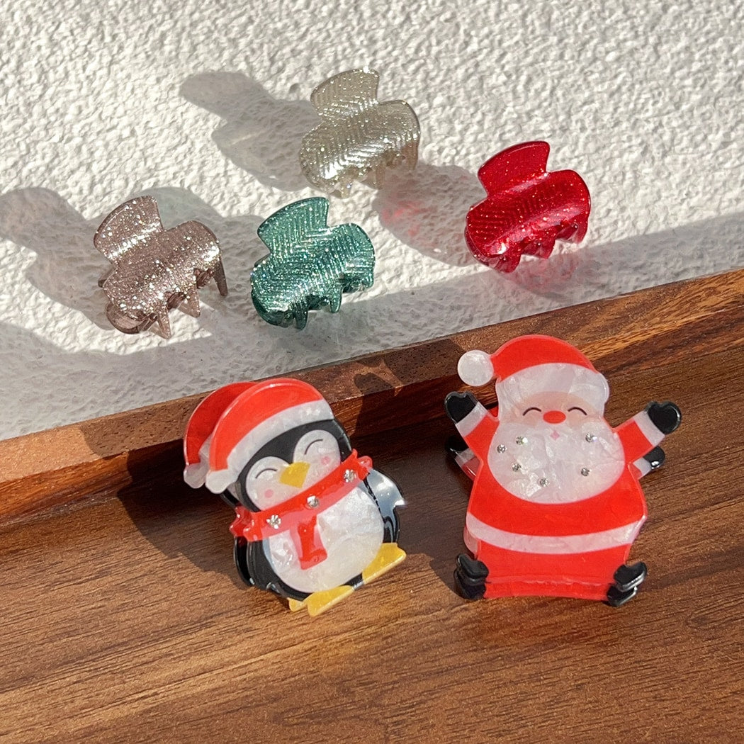 Beau - Christmas Santa and Penguin Claw Clip