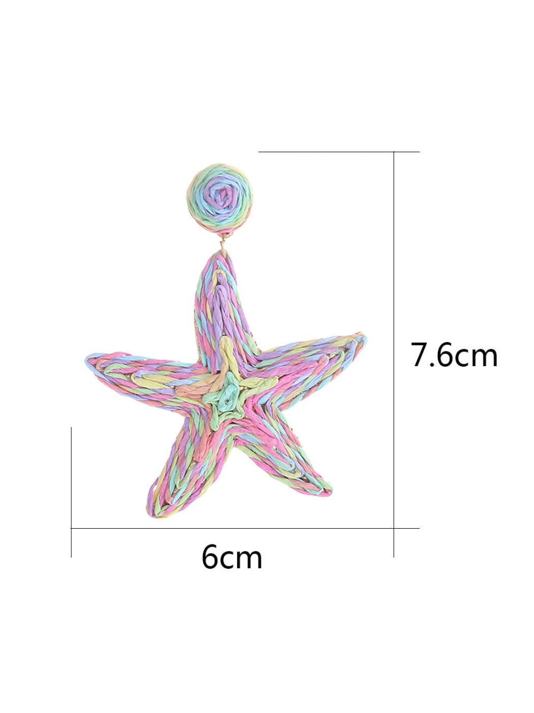 Side view of silver starfish drop earring showing detailed texture