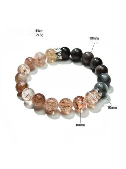 Side view of Lovra Crystal Obsidian Beaded Bracelet highlighting round black obsidian beads