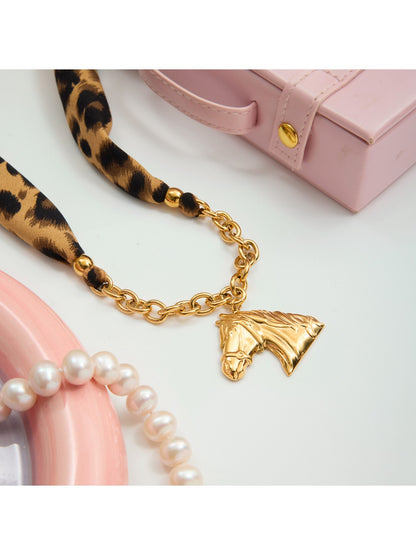 Earedge - Leopard Print Pony Pendant Necklace