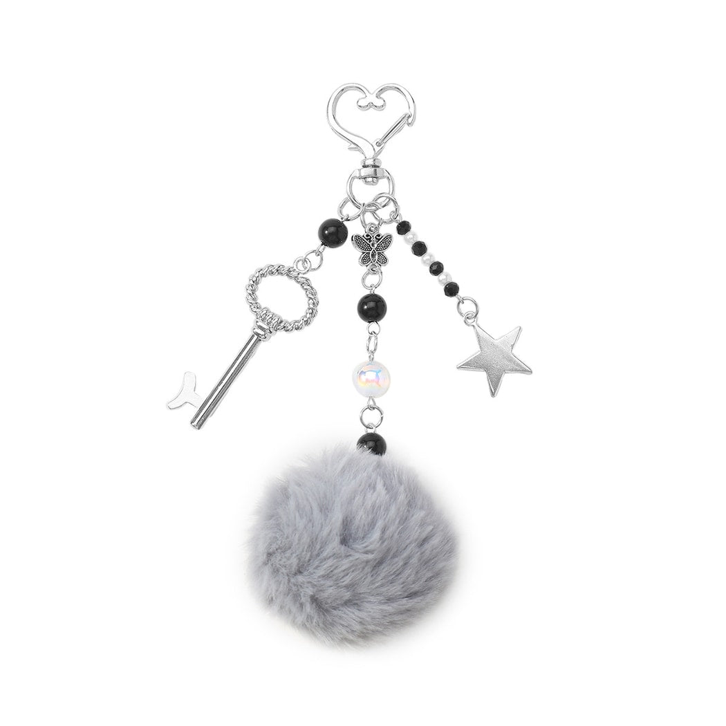 Keypus - Y2K Fuzz Ball and Cross Design Keychain