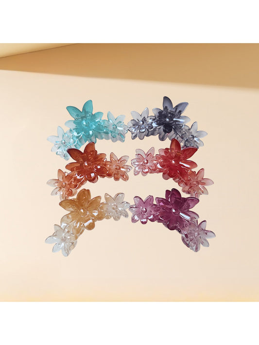 Beau - Gradient Flower Shaped Plastic Alloy Claw Clip