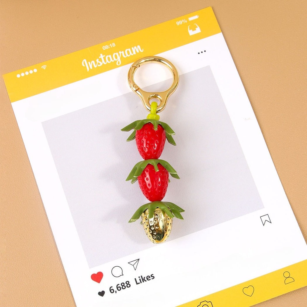 Keypus - Cute Fresh Style Strawberry Pendant Keychain