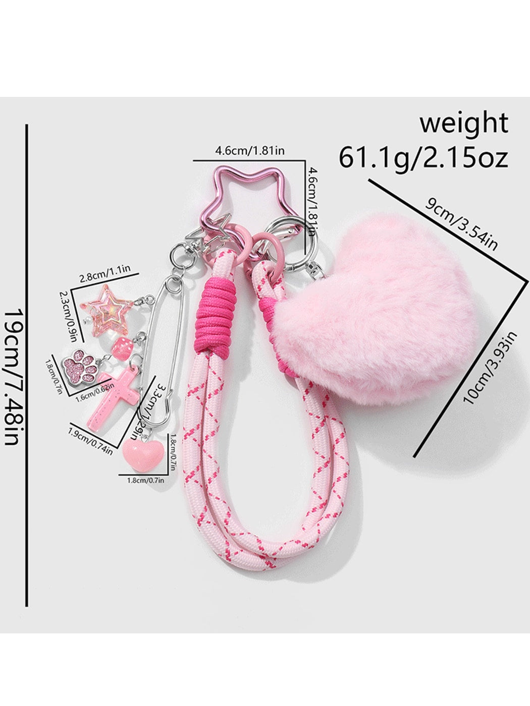 Keypus - Y2K Plush Heart Bow Charm Keychain Bag Charm