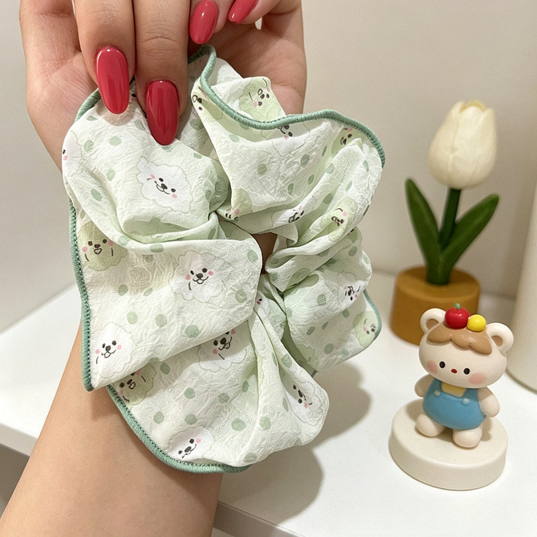 Gifty - Sweet Floral Print Polyester Fabric Scrunchie