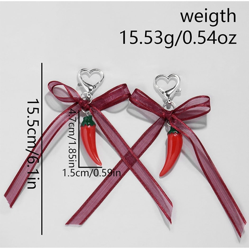 Keypus - Burgundy Ribbon Bow Decorative Keychain