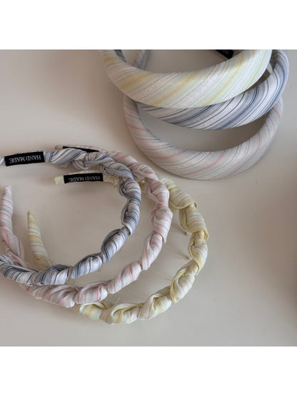 Gifty - Irregular Stripe Wrapped Headband and Scrunchie