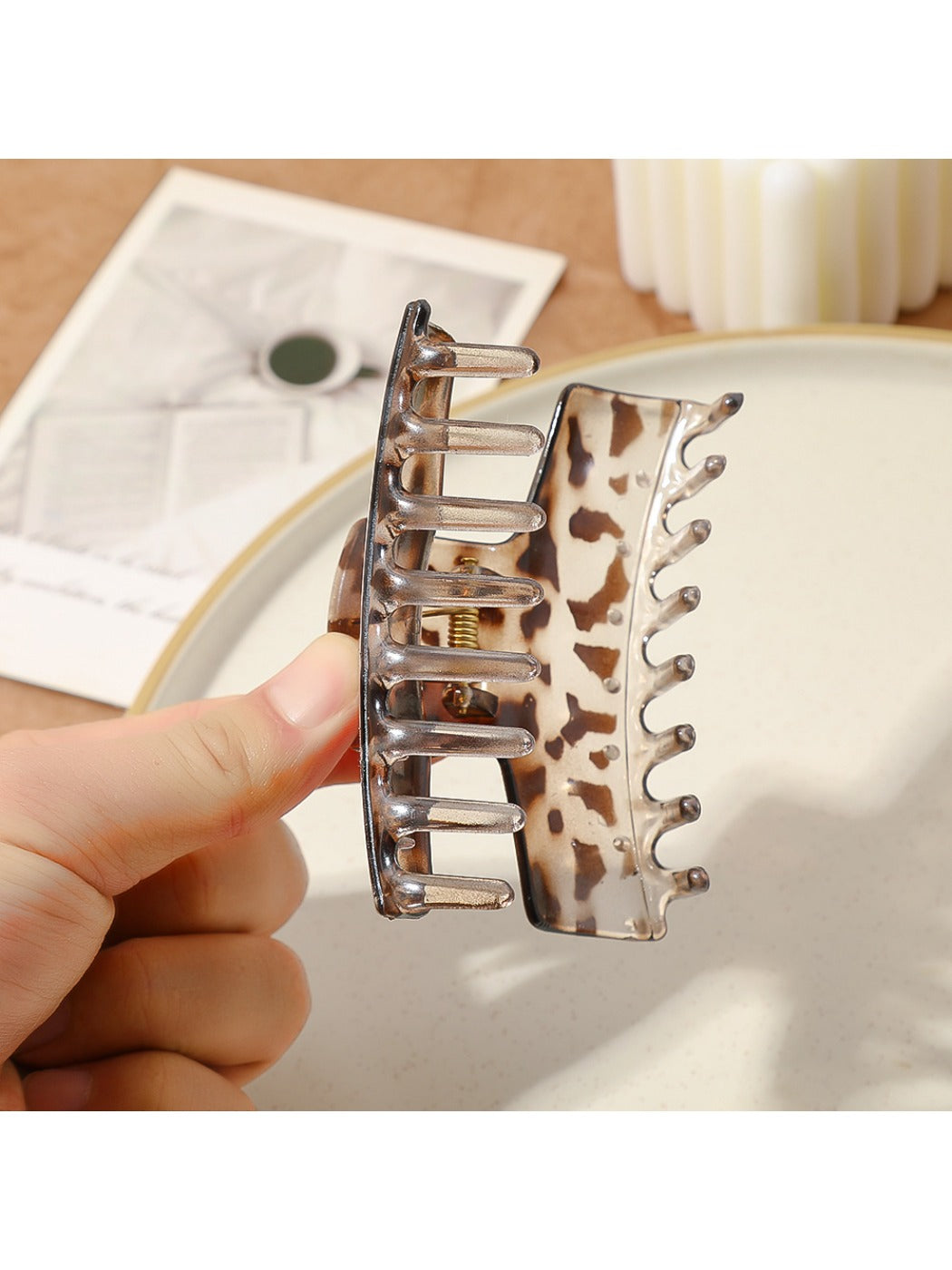Beau - Leopard Print Square Hair Clip