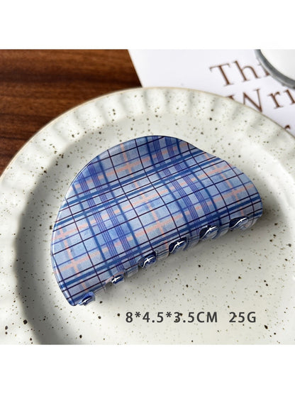 Beau - Glossy Plaid Acetate Hair Claw Clip
