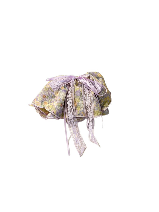 Beau - Floral Lace Ribbon Bow Fabric Claw Clip