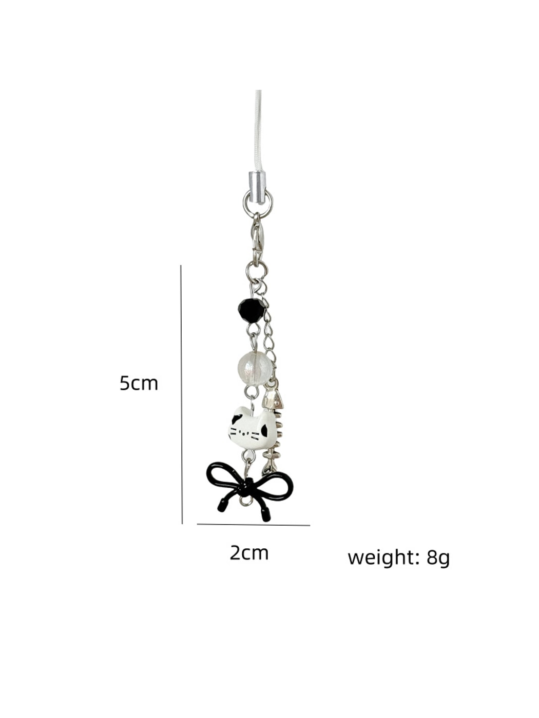 Keypus - Kitty Fishbone Charm Phone Pendant Keychain