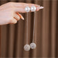 Earedge - Bead Accent Round Chain Drop Fashion Stud Earrings