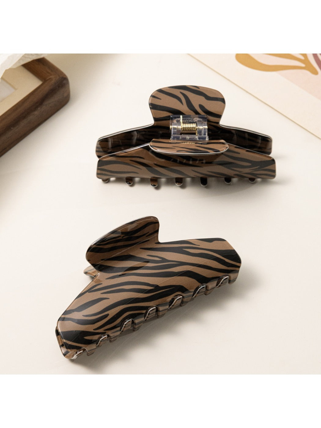 Beau - Vintage Zebra Print Hair Claw Clip
