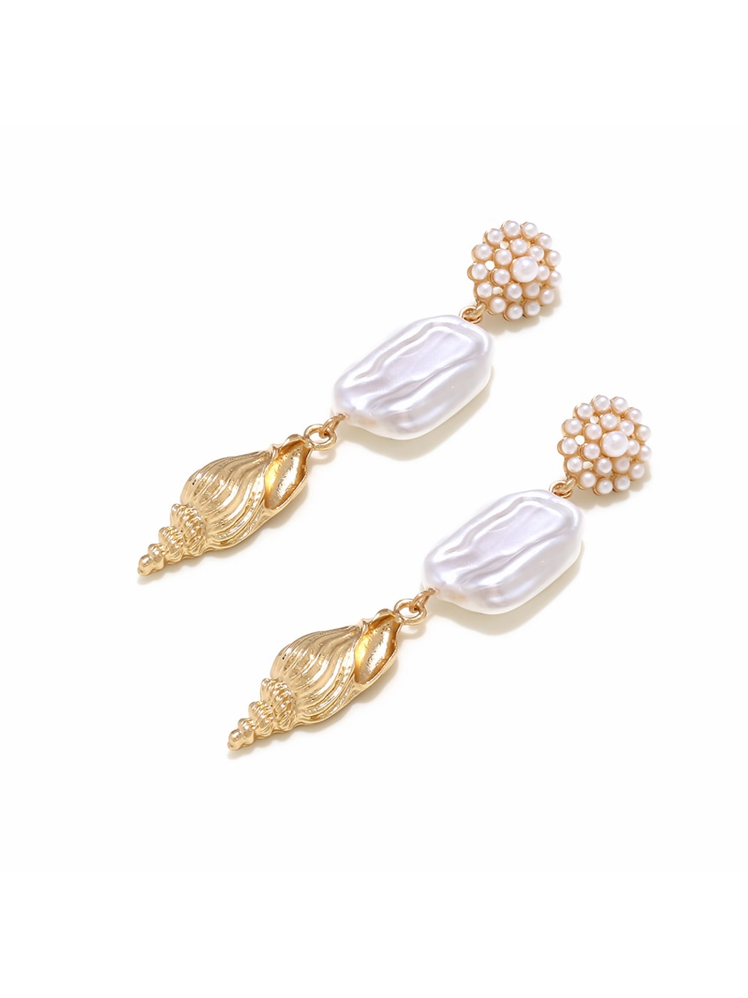 Earedge - Alloy Conch Statement Drop Earrings