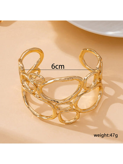 Lovra - Gold Geometric Irregular Open Cuff Bracelet