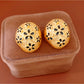 Earedge - Textured Oval Flower Alloy Stud Earrings