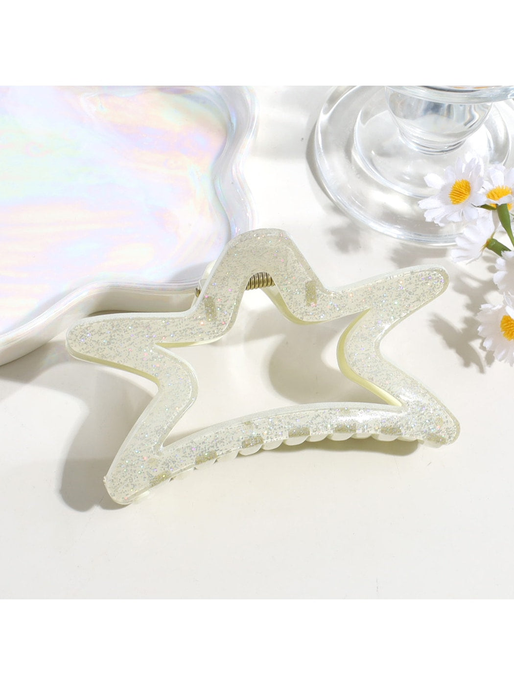 Beau - Glitter Star Shaped Plastic Alloy Claw Clip