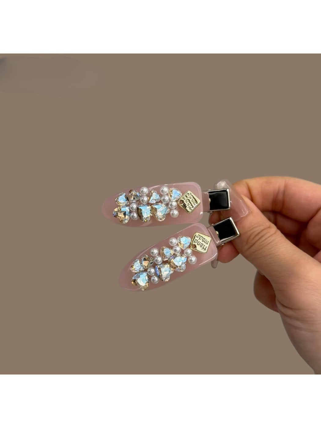 Side view of Beau rhinestone hair clip highlighting its sleek design
