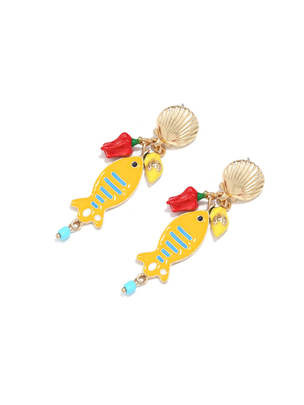 Earedge - Playful Fish Lemon Chili Statement Earrings