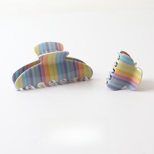 Beau - Glossy Rainbow Stripe PVC Claw Clip