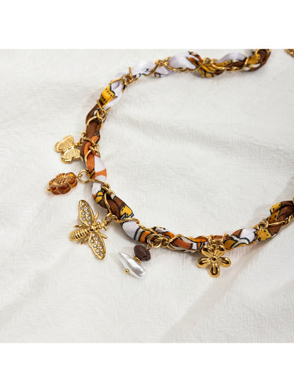 Earedge - Autumn Toned Bee Pendant Necklace