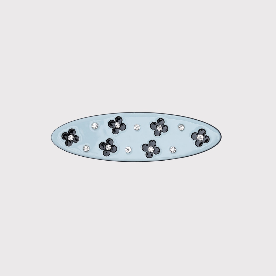 Beau - Glossy Floral Oval Side Barrette Set