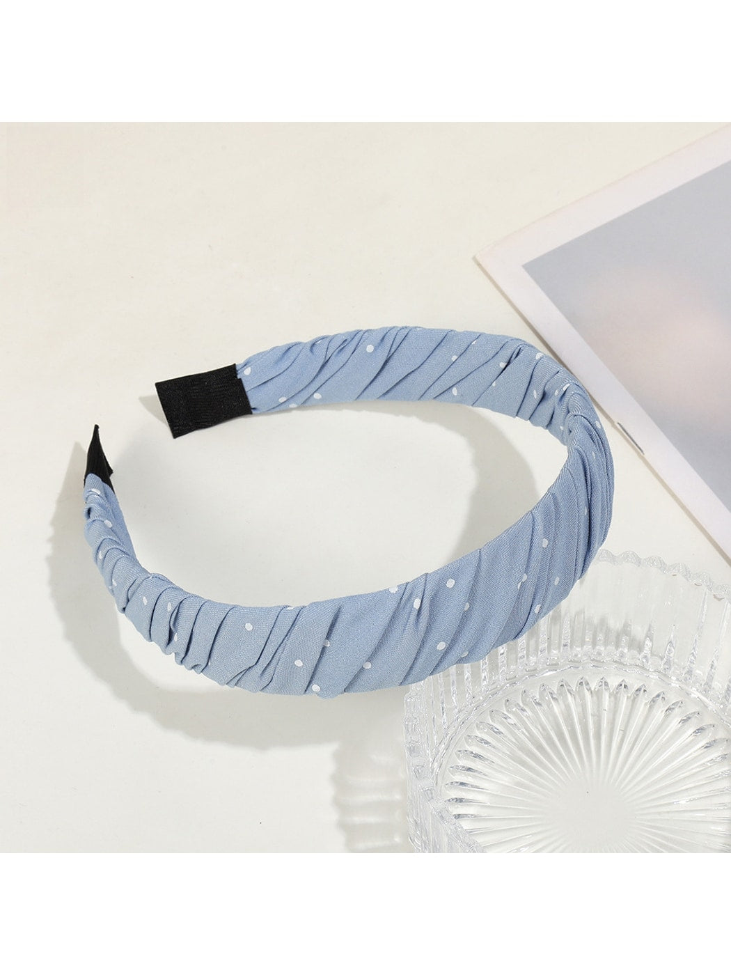 Gifty - Polka Dot Pleated Fabric Wide Edge Headband