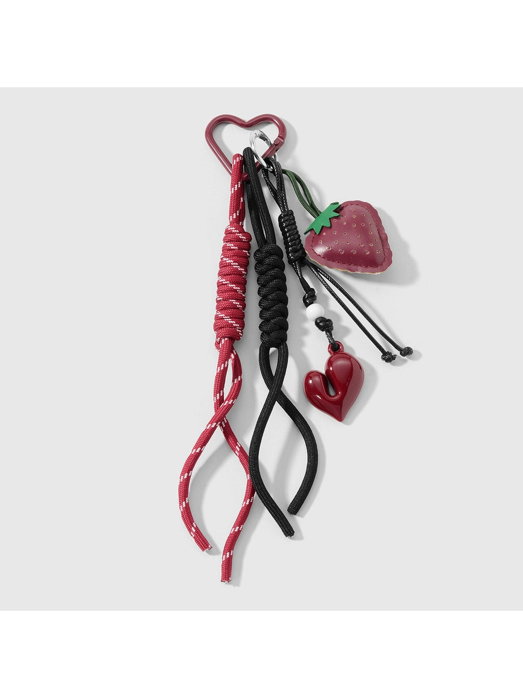 Keypus - Y2K Beaded Strawberry Heart Bag Charm Keychain