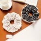 Gifty - Elegant Ditsy Floral Lace Trim Scrunchie
