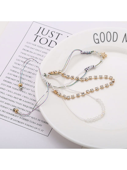 Side view of Lovra Five Point Star Bead Woven Bracelet highlighting bead texture