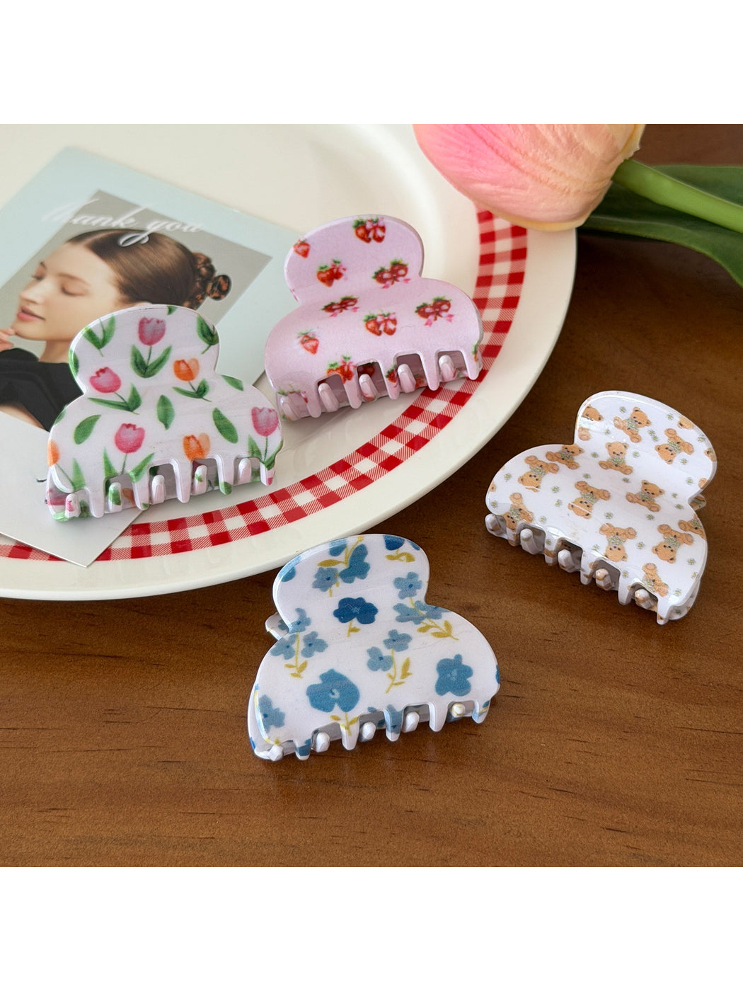 Beau - Sweet Floral Print Acetate Claw Clip