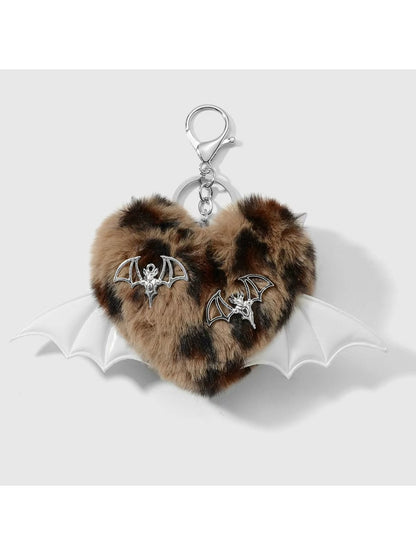 Keypus - Y2K Leopard Heart Cross Bag Charm Keychain