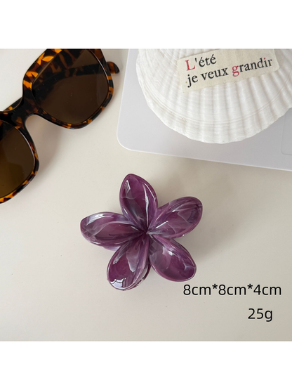 Beau - Marbled Glossy Plastic Hair Claw Clip