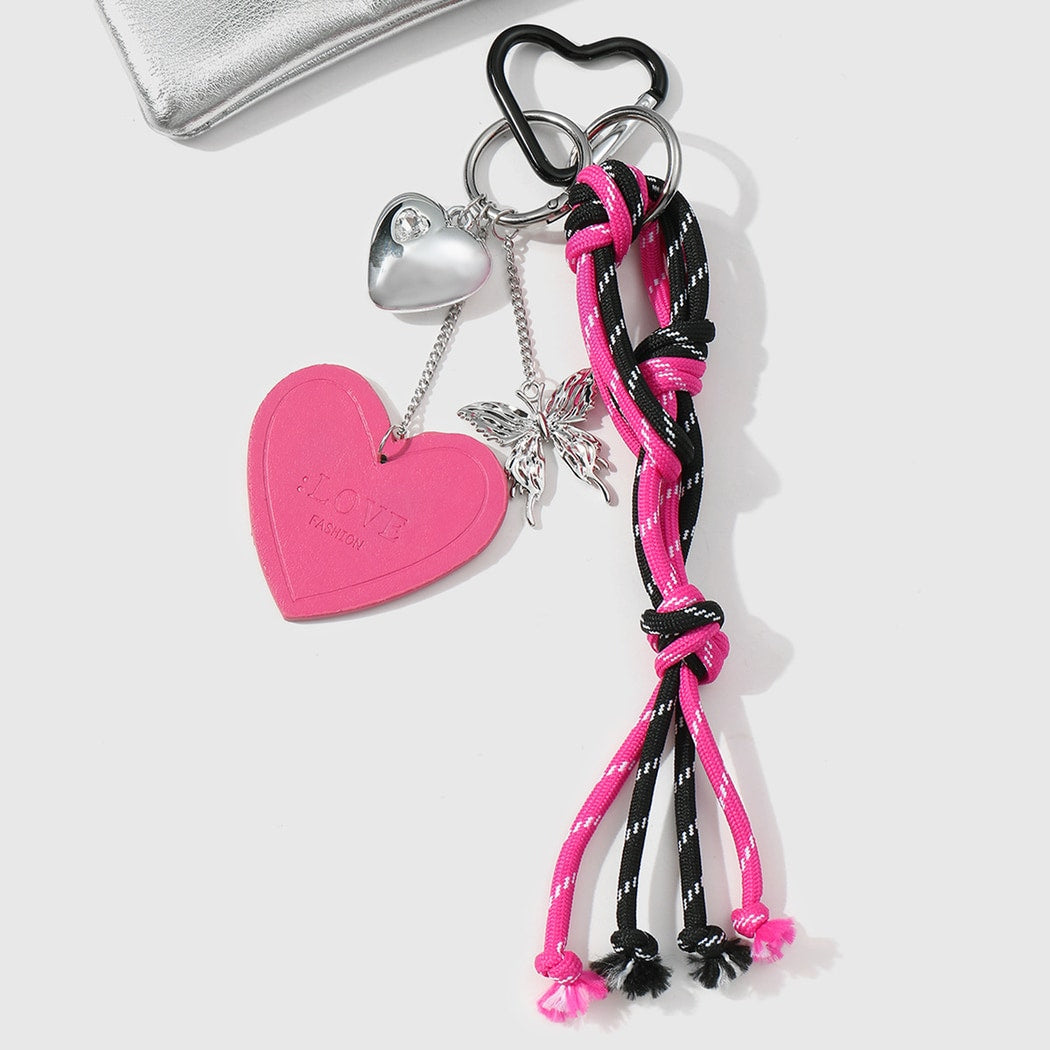 Keypus - Heart and Butterfly Pendant Keychain
