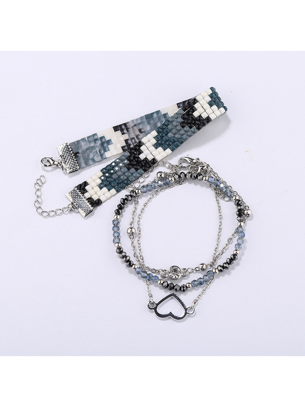Detailed view of Lovra boho stackable beaded bracelets showing bead texture and design