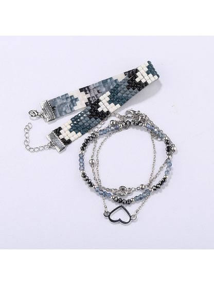 Detailed view of Lovra boho stackable beaded bracelets showing bead texture and design