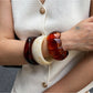 Side view of Lovra ombre bracelet highlighting bead texture and clasp