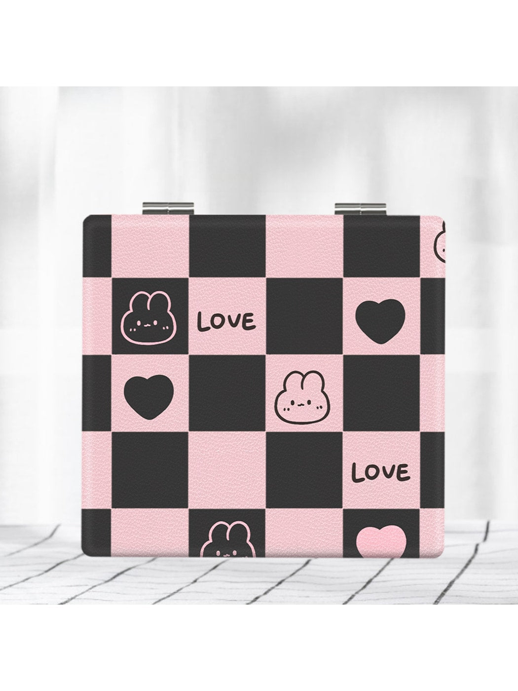 Mirroray - Checkered Pattern Folding Makeup Mirror