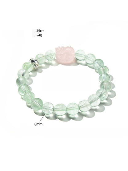 Lovra green fluorite bracelet worn on wrist showcasing natural green hues